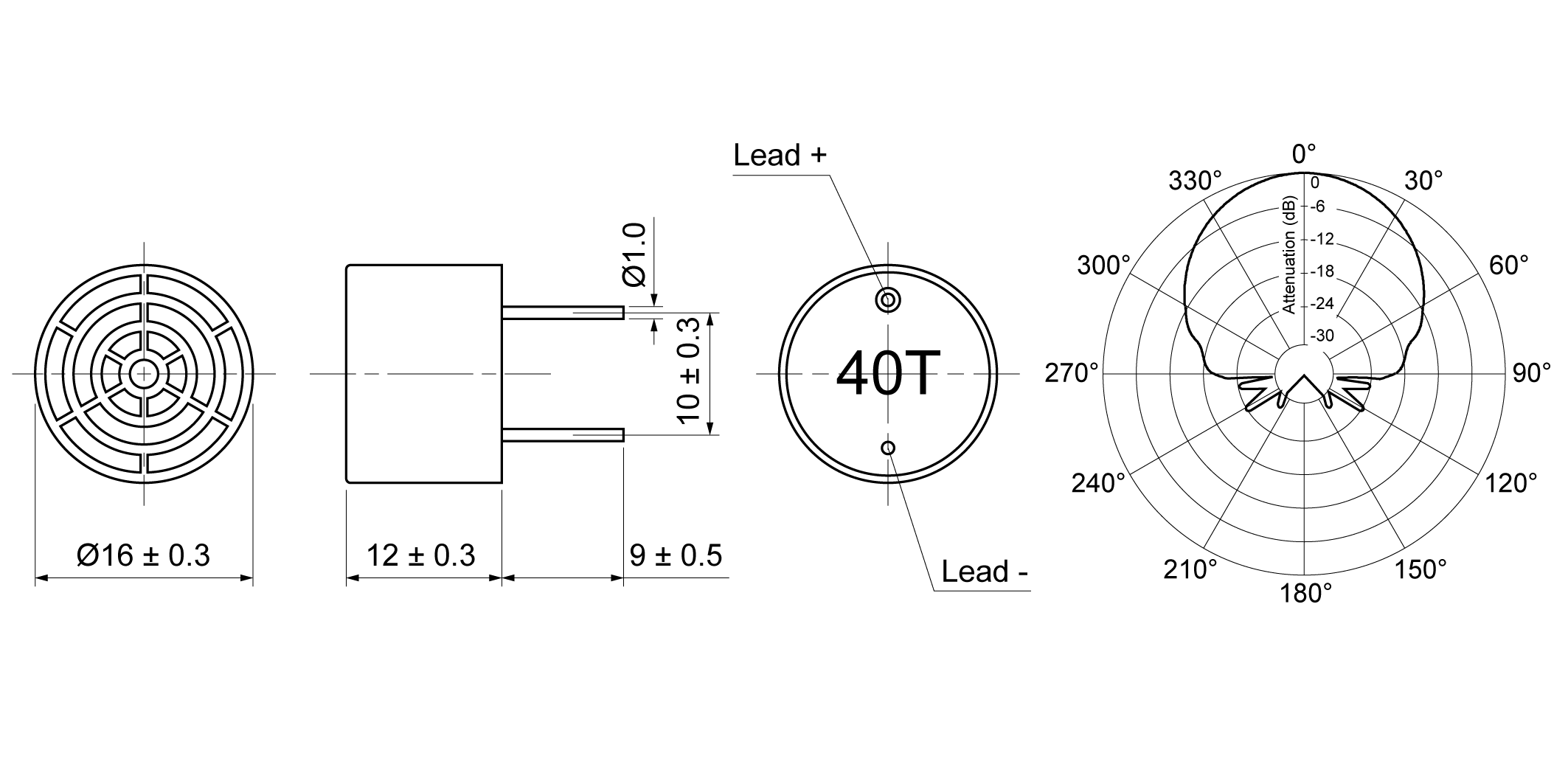 UO16-T40PBP Mechanical Drawing